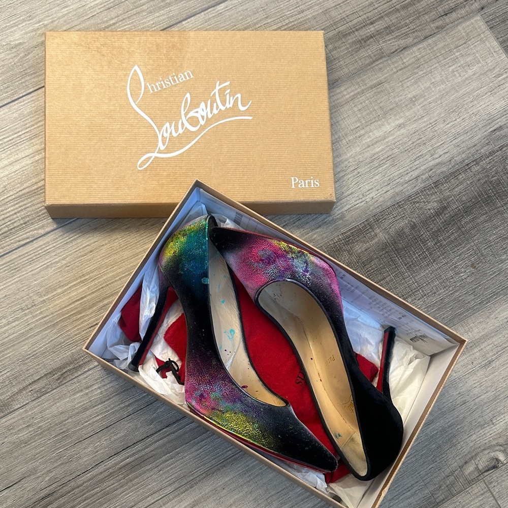 Christian Louboutin Black and Multicolor Heels